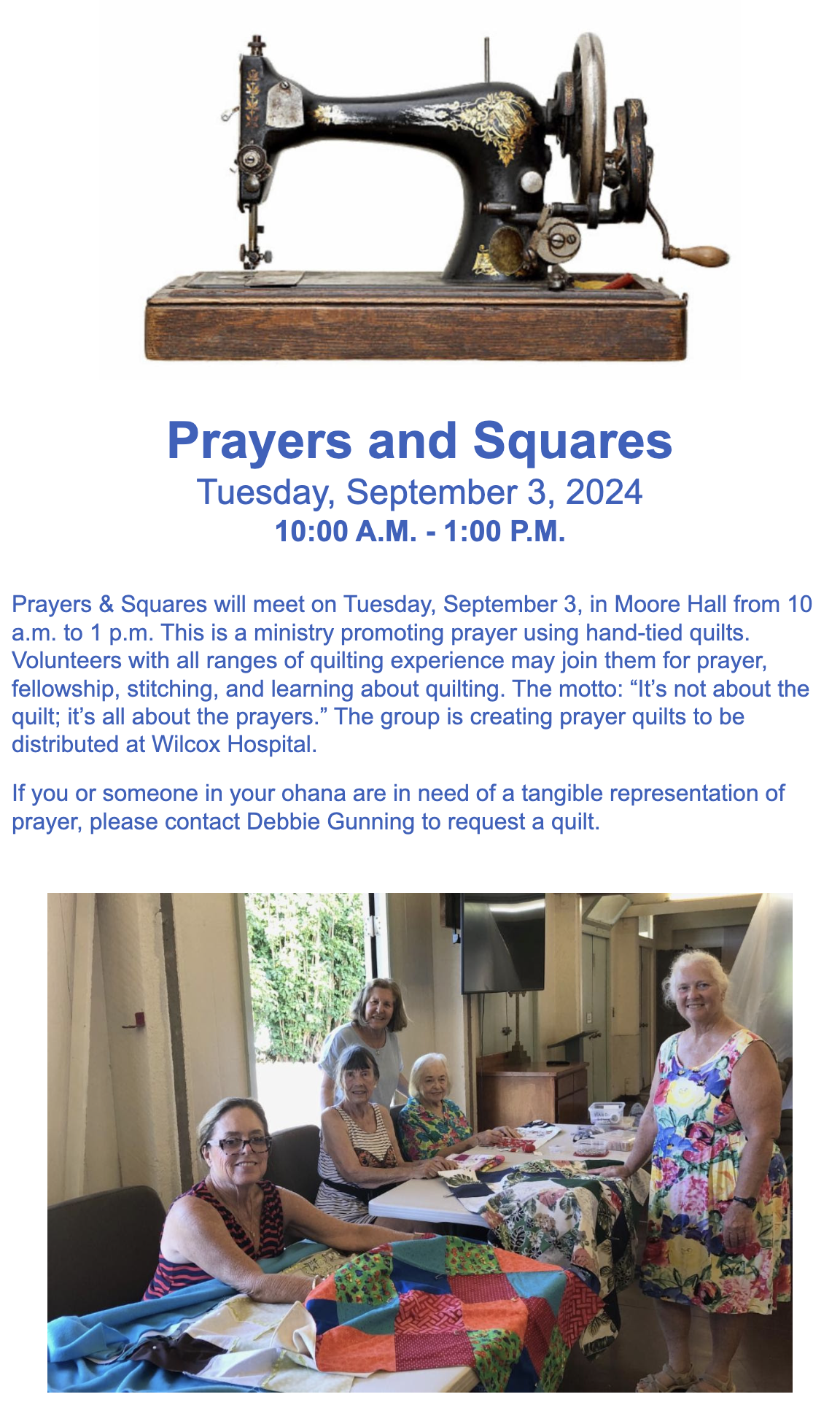 Kauai Quilting Class Prayer Meeting Koloa